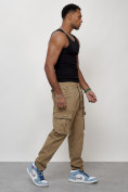 Купить Джинсы карго мужские с накладными карманами бежевого цвета 2424B, фото 3