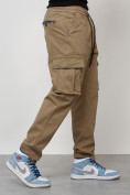 Купить Джинсы карго мужские с накладными карманами бежевого цвета 2424B, фото 7