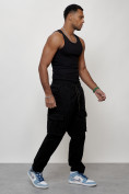 Купить Джинсы карго мужские с накладными карманами черного цвета 2424Ch, фото 3