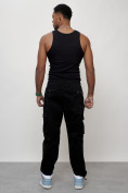 Купить Джинсы карго мужские с накладными карманами черного цвета 2424Ch, фото 4