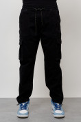 Купить Джинсы карго мужские с накладными карманами черного цвета 2424Ch, фото 5