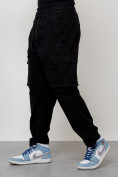 Купить Джинсы карго мужские с накладными карманами черного цвета 2424Ch, фото 6