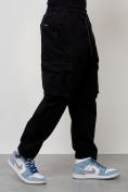 Купить Джинсы карго мужские с накладными карманами черного цвета 2424Ch, фото 7