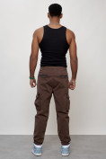 Купить Джинсы карго мужские с накладными карманами коричневого цвета 2424K, фото 4