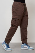 Купить Джинсы карго мужские с накладными карманами коричневого цвета 2424K, фото 7