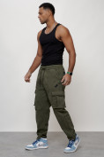 Купить Джинсы карго мужские с накладными карманами цвета хаки 2424Kh, фото 2