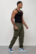 Купить Джинсы карго мужские с накладными карманами цвета хаки 2424Kh, фото 3