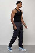Купить Джинсы карго мужские с накладными карманами темно-серого цвета 2424TC, фото 10