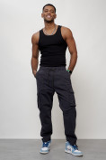 Купить Джинсы карго мужские с накладными карманами темно-серого цвета 2424TC, фото 6