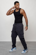 Купить Джинсы карго мужские с накладными карманами темно-серого цвета 2424TC, фото 7