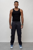 Купить Джинсы карго мужские с накладными карманами темно-серого цвета 2424TC, фото 8