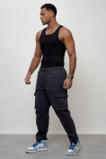 Купить Джинсы карго мужские с накладными карманами темно-серого цвета 2424TC, фото 9