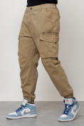 Купить Джинсы карго мужские с накладными карманами бежевого цвета 2425B, фото 2