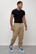 Купить Джинсы карго мужские с накладными карманами бежевого цвета 2425B, фото 7