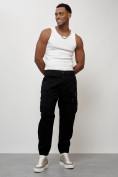 Купить Джинсы карго мужские с накладными карманами черного цвета 2425Ch, фото 10