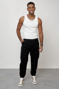 Купить Джинсы карго мужские с накладными карманами черного цвета 2425Ch, фото 12