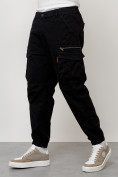 Купить Джинсы карго мужские с накладными карманами черного цвета 2425Ch, фото 2