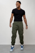 Купить Джинсы карго мужские с накладными карманами цвета хаки 2425Kh, фото 5