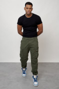 Купить Джинсы карго мужские с накладными карманами цвета хаки 2425Kh, фото 6