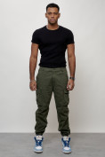 Купить Джинсы карго мужские с накладными карманами цвета хаки 2425Kh, фото 8