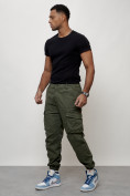 Купить Джинсы карго мужские с накладными карманами цвета хаки 2425Kh, фото 9