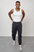 Купить Джинсы карго мужские с накладными карманами темно-серого цвета 2425TC, фото 11