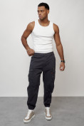 Купить Джинсы карго мужские с накладными карманами темно-серого цвета 2425TC, фото 12