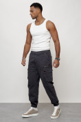 Купить Джинсы карго мужские с накладными карманами темно-серого цвета 2425TC, фото 8