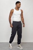 Купить Джинсы карго мужские с накладными карманами темно-серого цвета 2425TC, фото 9