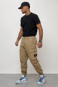 Купить Джинсы карго мужские с накладными карманами бежевого цвета 2426B, фото 10