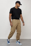 Купить Джинсы карго мужские с накладными карманами бежевого цвета 2426B, фото 11