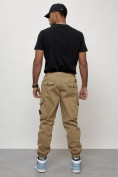 Купить Джинсы карго мужские с накладными карманами бежевого цвета 2426B, фото 12