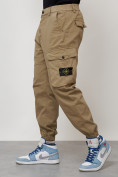 Купить Джинсы карго мужские с накладными карманами бежевого цвета 2426B, фото 2