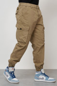 Купить Джинсы карго мужские с накладными карманами бежевого цвета 2426B, фото 3