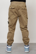 Купить Джинсы карго мужские с накладными карманами бежевого цвета 2426B, фото 4