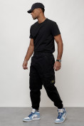 Купить Джинсы карго мужские с накладными карманами черного цвета 2426Ch, фото 10