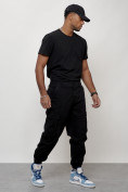 Купить Джинсы карго мужские с накладными карманами черного цвета 2426Ch, фото 11