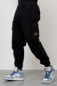Купить Джинсы карго мужские с накладными карманами черного цвета 2426Ch, фото 2