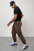 Купить Джинсы карго мужские с накладными карманами коричневого цвета 2426K, фото 11