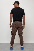 Купить Джинсы карго мужские с накладными карманами коричневого цвета 2426K, фото 4