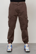 Купить Джинсы карго мужские с накладными карманами коричневого цвета 2426K, фото 5
