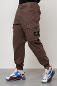 Купить Джинсы карго мужские с накладными карманами коричневого цвета 2426K, фото 6