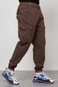Купить Джинсы карго мужские с накладными карманами коричневого цвета 2426K, фото 7
