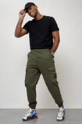 Купить Джинсы карго мужские с накладными карманами цвета хаки 2426Kh, фото 10
