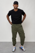 Купить Джинсы карго мужские с накладными карманами цвета хаки 2426Kh, фото 12