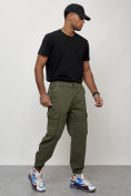 Купить Джинсы карго мужские с накладными карманами цвета хаки 2426Kh, фото 7
