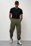 Купить Джинсы карго мужские с накладными карманами цвета хаки 2426Kh, фото 9