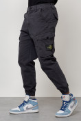 Купить Джинсы карго мужские с накладными карманами темно-серого цвета 2426TC, фото 10