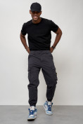 Купить Джинсы карго мужские с накладными карманами темно-серого цвета 2426TC, фото 3