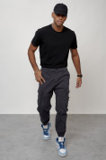 Купить Джинсы карго мужские с накладными карманами темно-серого цвета 2426TC, фото 4